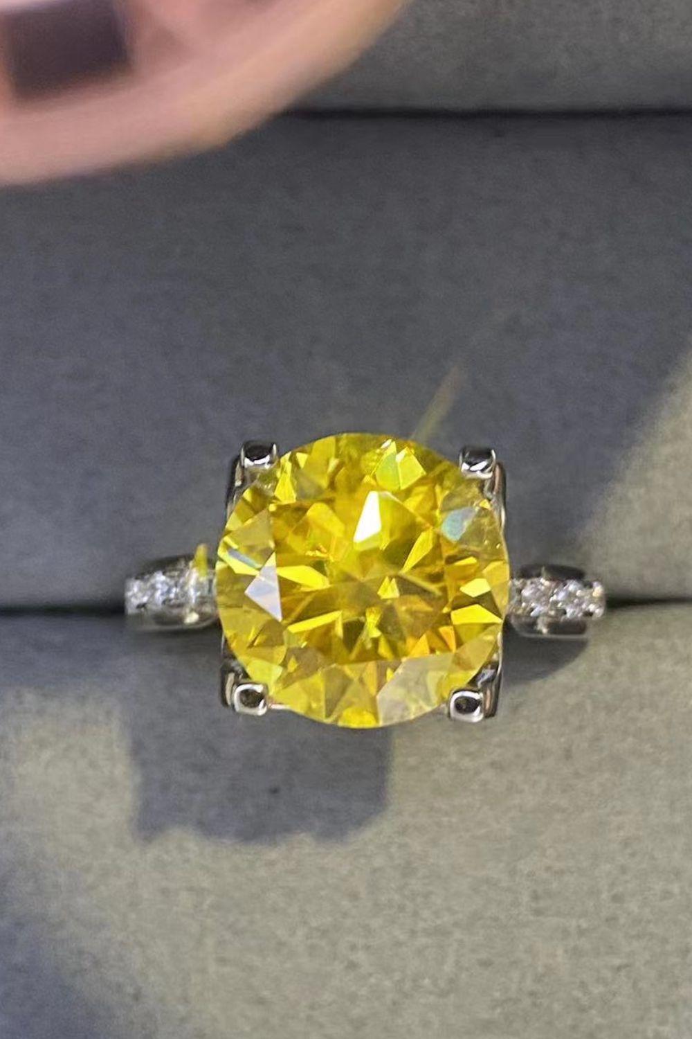 5 Carat Moissanite 925 Sterling Silver Ring in Banana Yellow - Flyclothing LLC