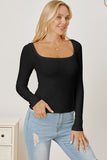 Square Neck Long Sleeve T-Shirt - Flyclothing LLC