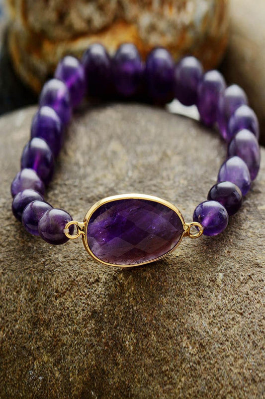 Handmade Amethyst Beaded Bracelet - Flyclothing LLC