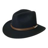 Black Creek Blk 100 Percent Crushable Wool 3 inch Brim Leather Band Hat - Flyclothing LLC