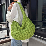 Quilted Pleated Plaid Shoulder Bag with Zipper - Flyclothing LLC