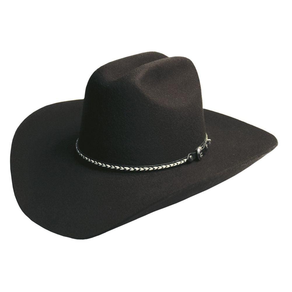 Silverado 100% Wool Felt Cattleman Crown 4 Brim Black - Flyclothing LLC