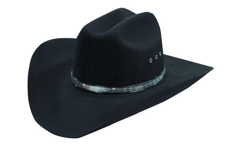 Silverado 100% Wool Felt Cattleman Crown Eyelets 4 Brim Black - Flyclothing LLC