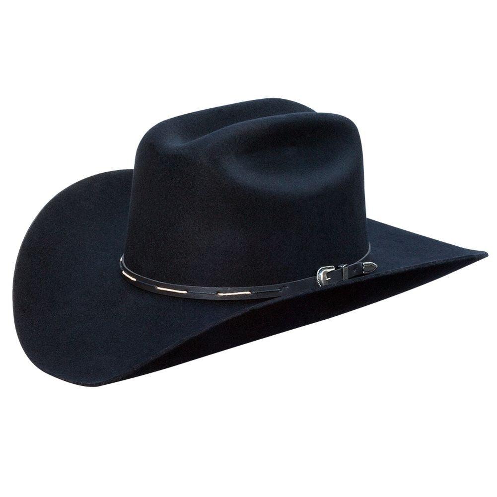 Silverado 100% Wool Felt Low Cattleman Crown 4 Brim Satin Lining Fancy Trim Black - Flyclothing LLC