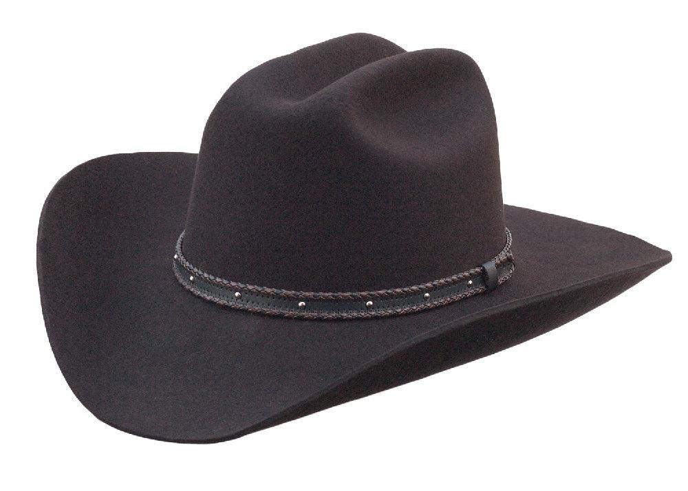 Silverado 100% Wool Felt Low Cattleman Crown 4 Brim Satin Lining Fancy Trim Chocolate - Flyclothing LLC