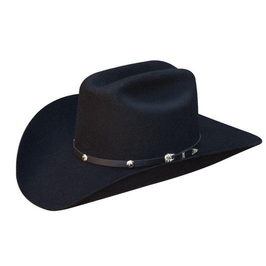 Silverado 100% Wool Felt Low Cattleman Crown 4 Brim Satin Lining Fancy Trim Black - Flyclothing LLC