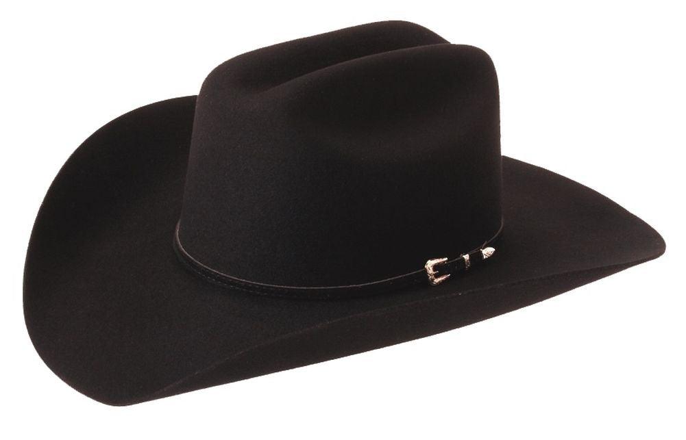 Silverado 100% Wool Felt Cattleman Crown 4 Brim Satin Lining Black - Flyclothing LLC