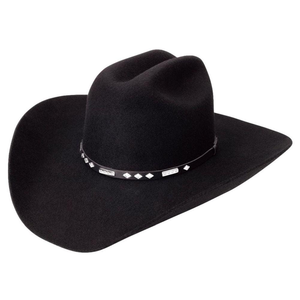 Silverado 100% Wool Felt Cattleman Crown 4 Brim Satin Lining Fancy Band Black - Flyclothing LLC