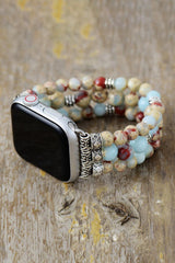 Synthetic Imperial Jasper Beaded Watchband Bracelet - Flyclothing LLC