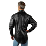 Rockmount Clothing Men's Calf Skin Leather Western Shirt in Charcoal Black - Rockmount Clothing