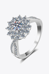 Moissanite Flower-Shape Split Shank Ring - Flyclothing LLC