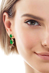 Lab-Grown Emerald Drop Earrings - Flyclothing LLC