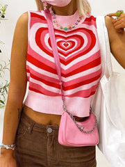 Heart Mock Neck Sweater Vest - Flyclothing LLC