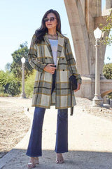 Double Take Full Size Plaid Button Up Lapel Collar Coat - Flyclothing LLC