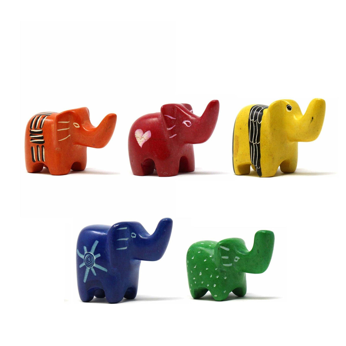 Soapstone Tiny Elephants - Assorted Pack of 5 Colors - Flyclothing LLC