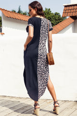 Leopard Color Block Split Dress - Flyclothing LLC