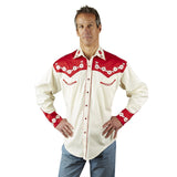 Men's 2-Tone Elvis Loving You Floral Embroidery Western Shirt - Flyclothing LLC