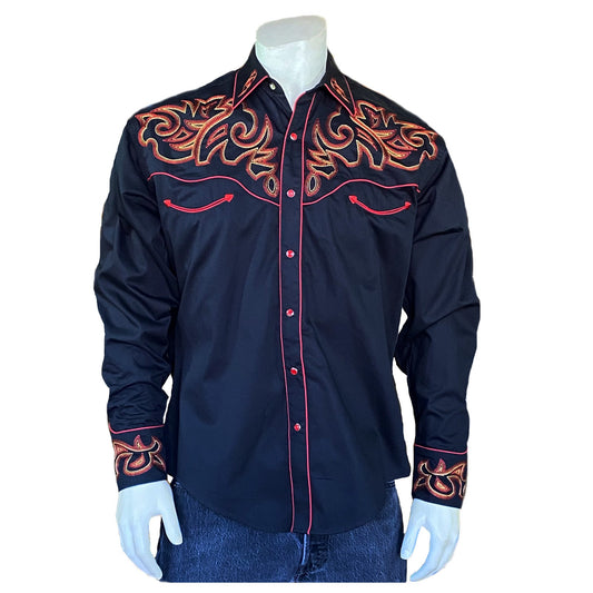 Rockmount Clothing Men's Boot Top Embroidered Western Shirt in Black