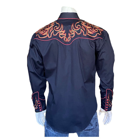 Rockmount Clothing Men's Boot Top Embroidered Western Shirt in Black