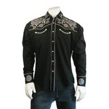 Rockmount Clothing Men's Vintage Black Floral & Stars Embroidery Western Shirt - Rockmount Clothing