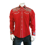 Rockmount Clothing Men's Vintage Red Floral & Stars Embroidery Western Shirt