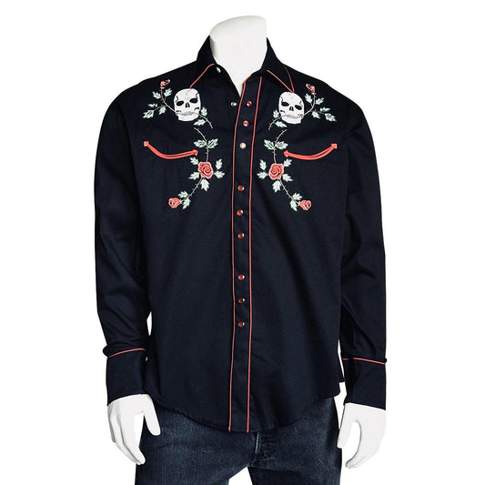 Rockmount Ranch Wear Mens Skull & Rose Vintage Embroidered Western Shirt - Rockmount Clothing