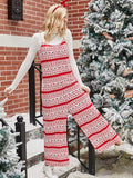 Christmas Color Contrast Wide-Legged Jumpsuit - Flyclothing LLC