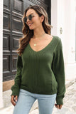 Ribbed Scoop Neck Long Sleeve Pullover Sweater - Flyclothing LLC