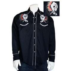 Rockmount Ranch Wear Mens Chief Skull Embroidered Western Shirt - Rockmount Clothing