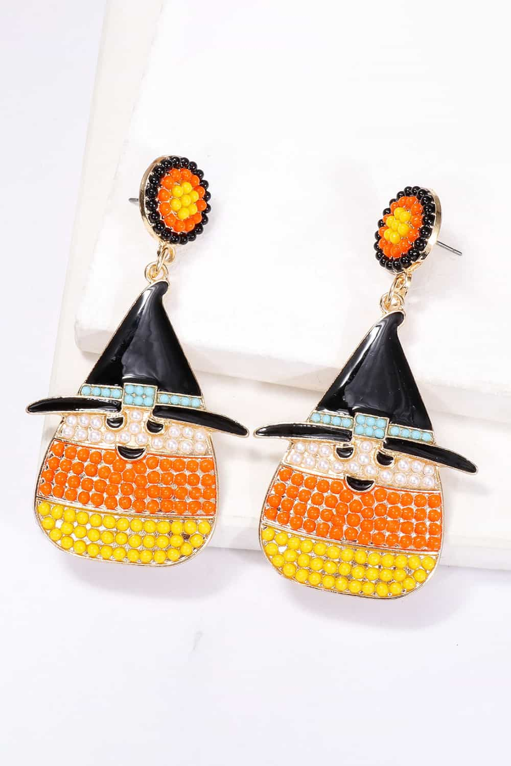 Witch's Hat Shape Synthetic Pearl Dangle Earrings - Flyclothing LLC