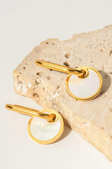 Copper White Mother-Of-Pearl Drop Earrings - Trendsi