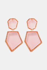 Geometrical Shape Zinc Alloy Frame Resin Dangle Earrings - Flyclothing LLC