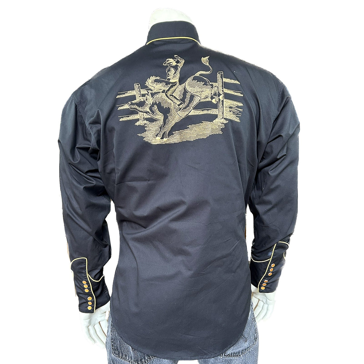 Rockmount Clothing Men's Black Vintage Bull Rider Embroidery