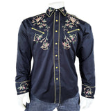 Rockmount Clothing Men's Black Vintage Variegated Floral Embroidery