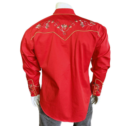 Rockmount Clothing Men's Red Vintage Variegated Floral Embroidery - Rockmount Clothing