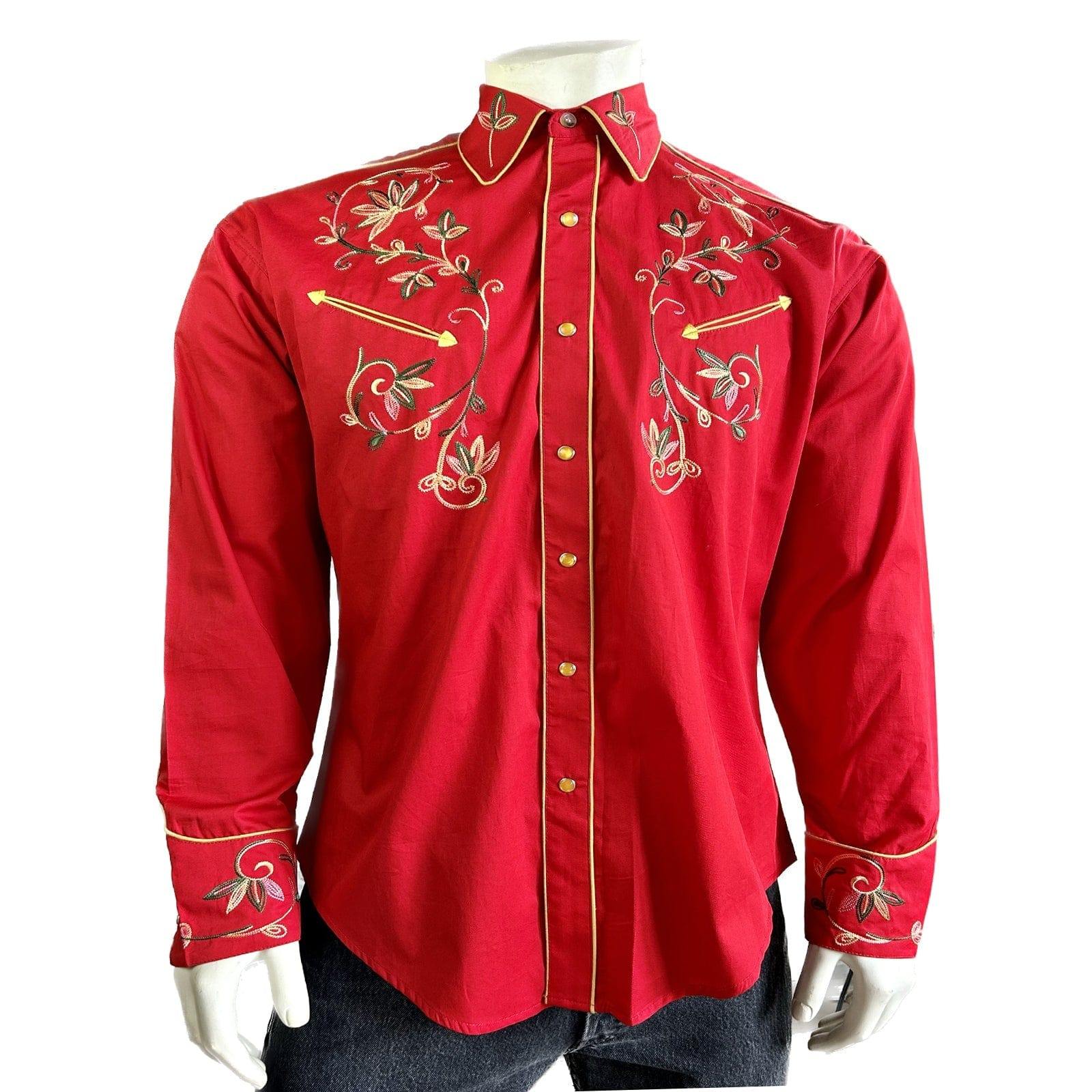 Rockmount Clothing Men's Red Vintage Variegated Floral Embroidery - Rockmount Clothing