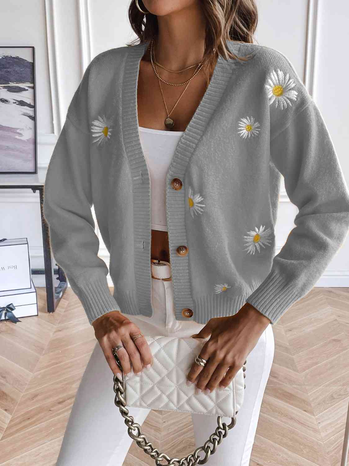 Floral Button Up Cardigan - Flyclothing LLC