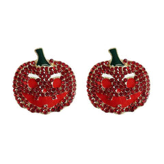 Demon Pumpkin Rhinestone Alloy Earrings