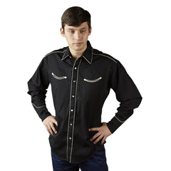 Rockmount Ranch Wear Mens Vintage Solid Black Western Shirt - Flyclothing LLC