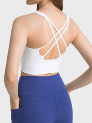 Scoop Neck Crisscross Straps Sports Bra - Flyclothing LLC