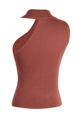 Asymmetrical Sleeveless Rib-Knit Top - Trendsi