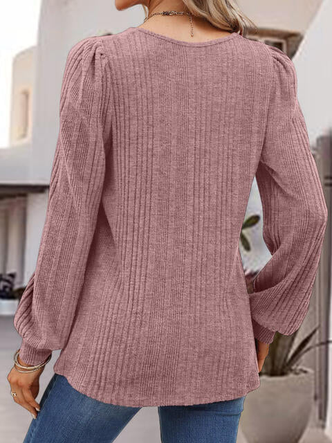 Square Neck Long Sleeve Top - Flyclothing LLC