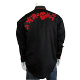 Rockmount Clothing Mens Skulls Roses Embroidery Western Shirt In Black - Flyclothing LLC