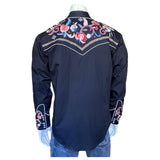 Rockmount Clothing Men's Vintage Black Pastel Floral Embroidery Western Shirt - Rockmount Clothing