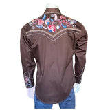 Rockmount Clothing Men's Vintage Brown Pastel Floral Embroidery Western Shirt - Rockmount Clothing