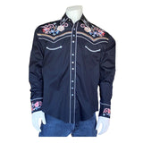 Rockmount Clothing Men's Vintage Black Pastel Floral Embroidery Western Shirt - Rockmount Clothing