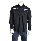 Men's Colorado Guitars & Notes Embroidery Black Western Shirt - Flyclothing LLC