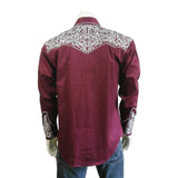 Rockmount Clothing Men's Vintage Tooling Embroidered Burgundy & Silver Western Shirt - Rockmount Clothing