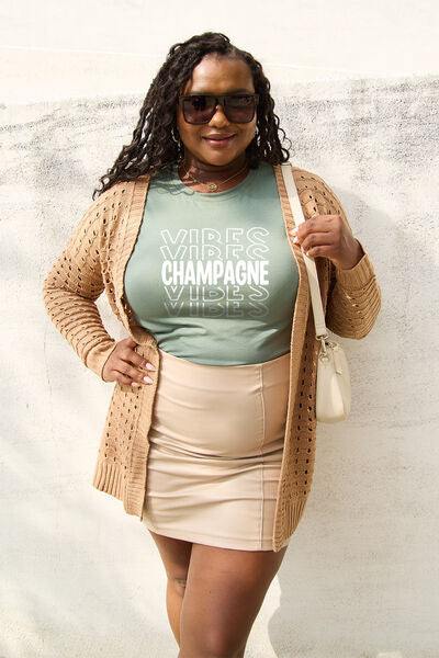 Simply Love Full Size CHAMPAGNE VIBES Round Neck T-Shirt - Flyclothing LLC