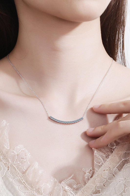 Sterling Silver Curved Bar Necklace - Flyclothing LLC